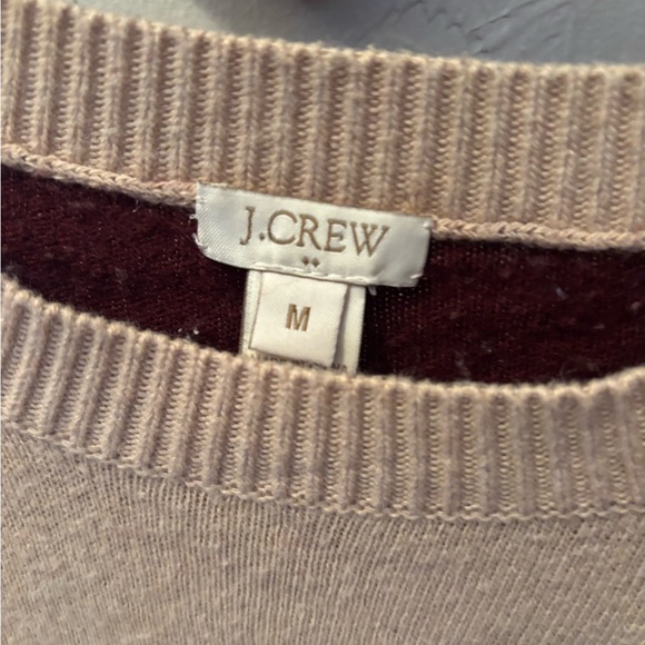J. Crew Women's Tan and Burgundy Crew Neck Sweater - Picture 3 of 5
